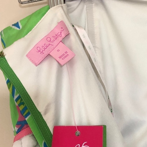 Lilly Pulitzer Langley Silk Cotton Blend Dress in New Green Tossed Size 0 NWT - Picture 11 of 13